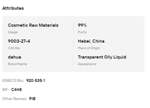 Polyisobutène de qualité industrielle cosmétique PB1300 2400 Liquide transparent émollient pour les soins de la peau Matière première cosmétique - Product Image 6