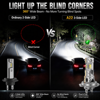 Bombilla LED A22 de Alta Potencia 76W 36V con Luz Trilateral H4 H13 9004 9005 9006 9007 9012 para Motocicletas, Camiones y Vehículos