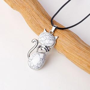 מגבישי קוורץ טבעי קריסטלים חתול תליוני תכשיטי אופנה להפוך לאבזרים שרשרת עיצוב הבית מתנה - Product Image 3