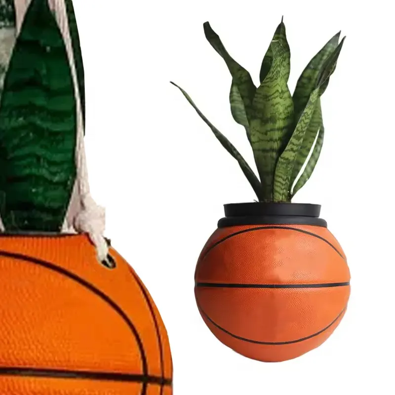 Custom resin simulation of basketball shape planter flower plant pots polyresin aritificial hanging creative succulent pot
