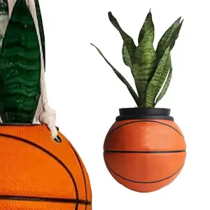 Aangepaste Hars Simulatie Van Basketbal Vorm Planter Bloempotten Polyresin Kunstmatige Opknoping Creatieve Succulente Pot