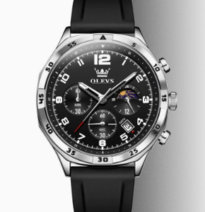   Montre de luxe 2986, design sportif, bracelet en caoutchouc personnalisé avec logo OEM, étanche, lumineuse, avec phases de lune, pour hommes - Product Image 5