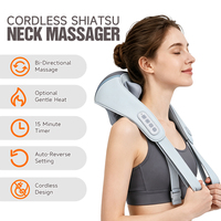 Masseur portable sans fil pour le cou et les épaules, Shiatsu, pétrissage, chauffage infrarouge, physiothérapie, détachable, nettoyable, rechargeable