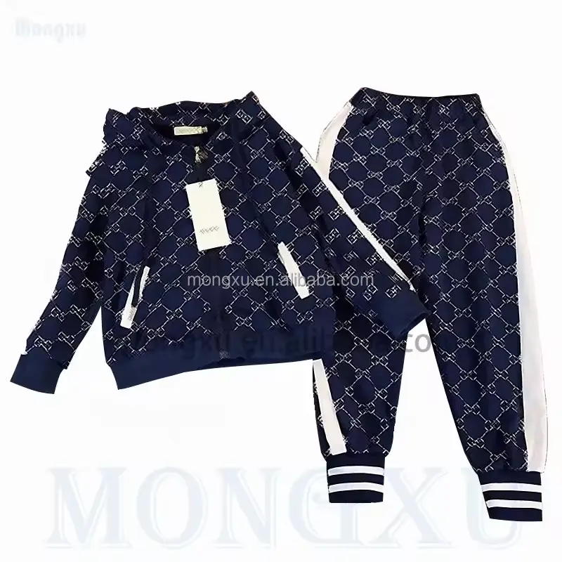 new product Designer Kids Clothes Famous Brand Luxury Boy And Girls Winter Outfits Zip Up 2 Piece Jogging Suit Tracksuit Sets