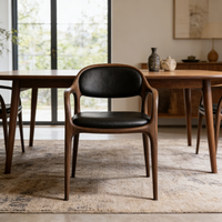 Chaise de salle à manger en bois massif et cuir de haute qualité au design contemporain et élégant, idéale pour la salle à manger et le bureau