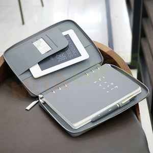 Carpeta de cuero vegana con cremallera para diario, carpeta con <span class=keywords><strong>6</strong></span> anillas, planificador mensual, cubierta de impresión, agenda, portafolio, color negro, <span class=keywords><strong>A5</strong></span> - Product Image 3