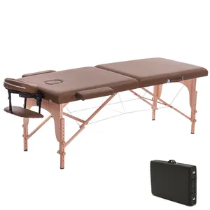 Foldable wooden/aluminum massage table PU leather customizable color for door-to-door service