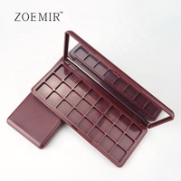 Palette de fards à paupières 24 couleurs vide, étui rectangulaire en chocolat avec miroir, palette de maquillage en ABS pour blush et anticernes