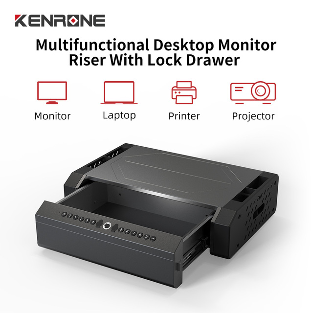 Heavy Duty Sheet Metal Monitor Riser Secure Storage Box Pull Out Drawer Mountable Under Desk Support OEM ODM for Business Buyers