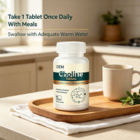 Complément de choline 274 mg par comprimé, soutien hépatique, 60 unités, sans colorants ni arômes artificiels