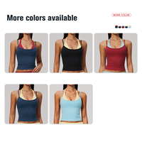 Supplier Tank Top Olahraga Wanita Bahan Katun Organik Kontras Berlapis, Slim Fit, High Stretch, untuk Yoga dan Fitness