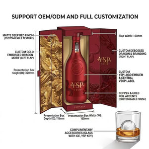 Boîte de présentation de luxe personnalisée pour spiritueux, boîte cadeau rigide rouge avec dragon en relief doré 3D pour l'emballage du <span class=keywords><strong>cognac</strong></span>, du whisky et des spiritueux - Product Image 3