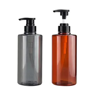 Şeffaf mavi gri amber ve beyaz 500ml düz omuz losyonu şampuan şişesi 500ml pet plastik duş jeli pompa şişesi