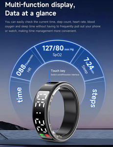 Bague intelligente étanche avec écran pour hommes et femmes, podomètre, affichage des calories/du temps, moniteur de fréquence cardiaque/du sommeil, <span class=keywords><strong>batterie</strong></span> longue durée - Product Image 3