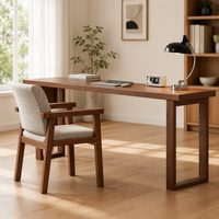 Bureau d'ordinateur moderne, durable, portable, en bois massif, long, pour la maison, le bureau, le salon, table double étroite murale Donna