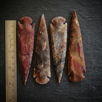 Pointes de silex en agate faites à la main, taillées à la main, 4 pouces, pointes de flèche, imitation de pierres de cristal antiques, objets de collection artistiques, décoratifs, porte-bonheur