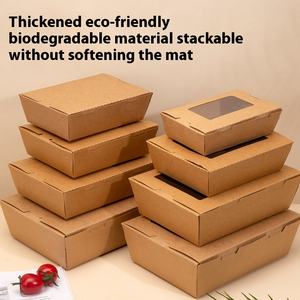 Lonchera Desechable y Reciclable, Cuadrada, con Ventana de Papel Kraft Grueso, para Chicle, Sushi, Fideos, Ensalada - Product Image 2