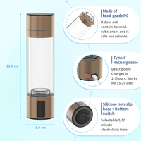 Bouteille d'eau produisant de l'hydrogène en 5/10 minutes, générateur d'eau hydrogénée portable, bouteille d'eau hydrogénée 4500ppb avec inhalateur