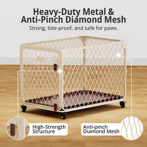<strong>Dog</strong> <strong>Crate</strong> for <strong>Large</strong> XL <strong>Large</strong> <strong>Dogs</strong> up to 200 Lbs Indoor/Outdoor Use 4 Lockable Wheels Durable Metal Construction Plastic Tray - Product Image 2