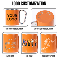 Mug isotherme personnalisé avec logo, en acier inoxydable, avec mousqueton, pour l'escalade, le camping et les aventures en plein air