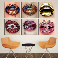 Sexy diamant lèvres toile peinture affiches et impressions mur Art moderne décoratif photo peinture