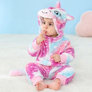 Michley mignon nouveau-né combinaison hiver flanelle Animal barboteuse unisexe étoilé licorne conception rêveur couleurs à manches longues 2 voies caché - Product Image 1