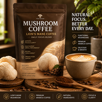 Poudre de café aux champignons, mélange de café Lion's Mane, café fonctionnel instantané aux champignons, étiquette privée OEM