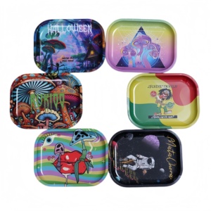 Smoking Custom Logo 18*14CM Tinplate Smoking Tin Metal <b>Herb</b> Rolling Tray Tin Metal Tray - Product Image 4