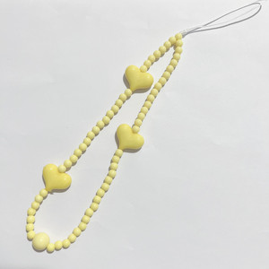 <b>Cute</b> Phone Chain Wristlet Strap Beaded Peach Heart Keychain Anti Loss Security Key Chains Mobile Phones Beads <b>Keyrings</b> Wholesale - Product Image 5