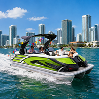Bateau ponton en aluminium démontable de 22 pieds pour 12 personnes, série sport à 3 tubes, certifié CE, moteur en option, pour expédition en conteneur, assemblage facile
