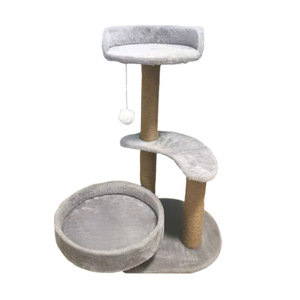 Árbol rascador para gatos de tres niveles, tipo villa, grande, con nido y juguete integrado, mobiliario y suministros para mascotas - Product Image 4
