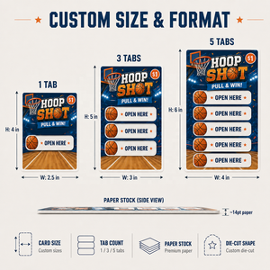 Wholesale Custom Logo Color Printing Double sided 5 Windows Pull Tab Tear Off Basketball Theme Instant Win Break Open Card - Product Image 2