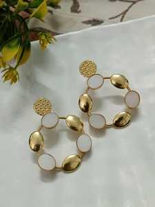 Pendientes de nácar hechos a mano, pendientes llamativos chapados en oro de 18 quilates, pendientes largos de piedra Natural, proveedores de joyería de latón bohemio - Product Image 2