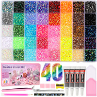 Lot de 50 000 strass en résine AB à dos plat, 60/40/48 couleurs, 3 mm, avec boîte cadeau, pour DIY, arts et artisanat