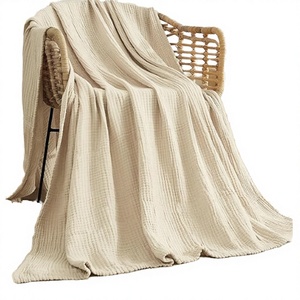 100% Cotton Knitted Hoodie <b>Blanket</b> 4-Layer Breathable Lightweight Gauze Soft Bed Couch Use Four Seasons Portable Adults Hot - Product Image 2