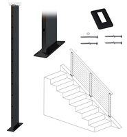 Poteaux de montage latéral en acier inoxydable sans soudure TAKA, assemblés, revêtus de poudre noire, pour balustrade de terrasse, escalier, câble