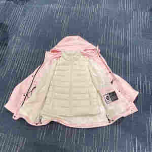 Manteau parka femme avec logo personnalisé, rose, strass scintillants, 3 en 1, coupe-vent, doudoune femme - Product Image 2