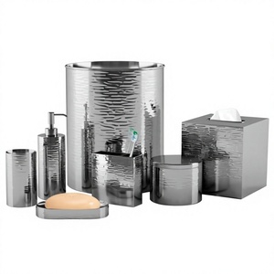 Ensemble de salle de bain moderne en acier inoxydable, six pièces, accessoires ronds, faciles à nettoyer, pour usage domestique, résistants à la rouille - Product Image 1