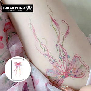 Autocollant de <span class=keywords><strong>tatouage</strong></span> temporaire en ruban <span class=keywords><strong>rose</strong></span>, motif floral, art corporel, esthétique coquette pour femmes, vente en gros, <span class=keywords><strong>tatouage</strong></span> factice imperméable en vrac - Product Image 2