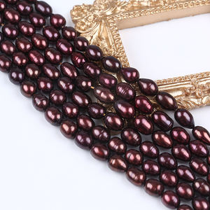 Perles <span class=keywords><strong>de</strong></span> <span class=keywords><strong>riz</strong></span> d'eau douce naturelles Zhuji, couleur <span class=keywords><strong>vin</strong></span>, forme goutte, 8-9 mm, qualité A, certifiées par une tierce partie, pour la fabrication <span class=keywords><strong>de</strong></span> bijoux - Product Image 4