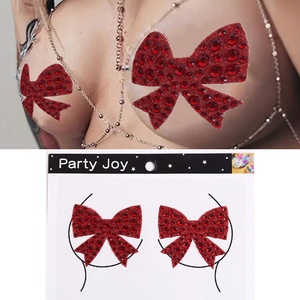 Bow Shape Sparkle and Shine Sensual Adhesivo Nipple Covers Sexy Nipple Pasties Dance para <span class=keywords><strong>mujeres</strong></span> - Product Image 6