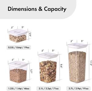 Clear Plastic <b>Small</b> Food <b>Storage</b> Canister Snack Organizer Rice Container Jar <b>with</b> Bamboo <b>Lid</b> Air Release Valve - Product Image 2