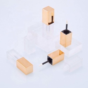Custom Logo Matte Lip Gloss Tubes Square <b>Plastic</b> Bottles with Gold Wand in Pink White Black Stock Colors - Product Image 5