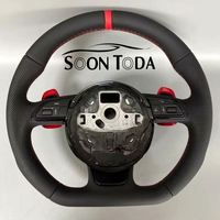 Volant de voiture en cuir noir avec marqueur rouge et base plate pour Audi A6 SQ8 B7 TT RS3 Q5 A3 S4 2007 Q7 A1 2012 Q5 A7