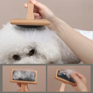 Brosse à poils pour chien à faible MOQ en gros d'usine, brosse auto-nettoyante professionnelle en bois à double face pour le toilettage des animaux de compagnie, pour les chats à poils longs - Product Image 4
