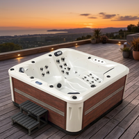Jacuzzi Acrílico Moderno de Lujo para 6 Personas con Hidromasaje y Chorros de Agua para Exteriores de Villas, Certificado CE, Desinfección con Ozono