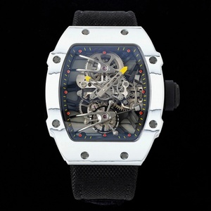 High-end white ceramic tonneau-shaped <b>automatic</b> mechanical men's <b>watch</b>, <b>skeletonized</b> movement, shock-resistant racing-style wate - Product Image 2