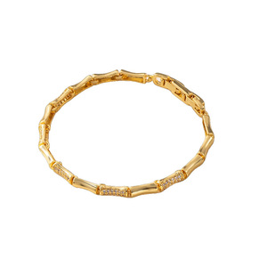 Pulsera de bambú chapada en oro de estilo chino, joyería geométrica con microincrustaciones para mujer, regalo SLG 009 - Product Image 4