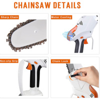 Scies à chaîne électriques portables rechargeables 21V, scie à chaîne de 6 pouces pour l'aménagement paysager, la culture des vergers et l'agriculture