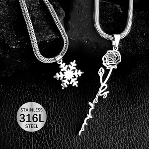 Liontin Nama Personalisasi Grosir Custom Baja Anti Karat 316L Liontin <span class=keywords><strong>Fashion</strong></span> Liontin Tengkorak Mawar Kalung - Product Image 4